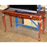 MAHOGANY GLASS TOP CONSOLE TABLE