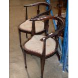 PAIR OF MAHOGANY CORNER CHAIRS