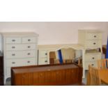 5 PIECE MODERN BEDROOM SUITE COMPRISING 5 DRAWER CHEST, 6 DRAWER SIDE BY SIDE CHEST, PAIR OF 2