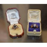 2 X 9 CARAT GOLD DRESS STONE RINGS - APPROXIMATE COMBINED WEIGHT = 9 GRAMS