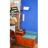 RETRO STYLE FLOOR LAMP & TEAK TELEPHONE SEAT