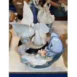 LLADRO DOUBLE BIRD ORNAMENT & LLADRO FIGURINE, BOTH WITH ORIGINAL BOXES