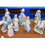 TRAY WITH VARIOUS LLADRO FIGURINE ORNAMENTS, ALL WITH ORIGINAL BOXES