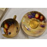 ROYAL WORCESTER HAND PAINTED FRUIT DESIGN CUP & SAUCER