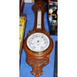 OAK CASED COMBINATION BAROMETER THERMOMETER