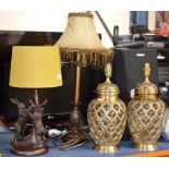 PAIR OF TABLE LAMPS & 2 OTHER LAMPS