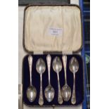 CASED SET OF 6 SHEFFIELD SILVER TEASPOONS