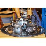 EP TRAY & 3 PIECE EP TEA SERVICE