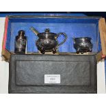 BOXED 3 PIECE CHINESE SILVER CRUET SET