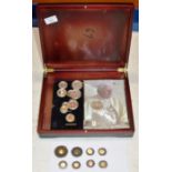 8 MINIATURE GOLD PROOF COINS & VARIOUS OTHER COMMEMORATIVE COINS