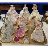 2 TRAYS WITH A COLLECTION OF VARIOUS COALPORT FIGURINE ORNAMENTS