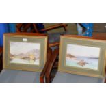 PAIR OF SMALL GILT FRAMED WATERCOLOURS - LOCH LANDSCAPE SCENES, SIGNED MCANALLY