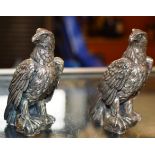 PAIR OF ORNATE SILVER PLATED EAGLE ORNAMENTS