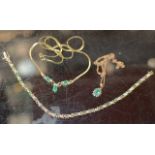 MATCHED 3 PIECE 9 CARAT GOLD JEWELLERY SET COMPRISING 2 NECKLACES & TENNIS STYLE BRACELET -