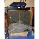 BANG AND OLUFSEN RADIO WITH PAIR OF WHARFEDALE SPEAKERS AND QUANTITY OF LP RECORDS