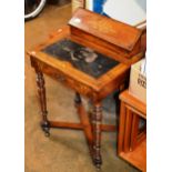 EDWARDIAN ROSEWOOD INLAID WRITING DESK WITH SINGLE DRAWER