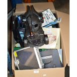 BOX CONTAINING - NINTENDO 64 CONSOLE, PLAYSTATION 2 CONSOLE, VARIOUS MEGA DRIVE GAMES, MODEL CARS,
