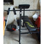 EXERCISE WEIGHTS ON STAND AND WEIGHTS BENCH
