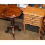 OAK 2 DRAWER CABINET, MAHOGANY WINE TABLE ORNAMENT