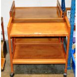 PAIR OF TEAK 2 TIER TROLLEYS