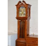 MAHOGANY STAINED CHINESE STYLE MODERN REPRODUCTION GRANDFATHER CLOCK