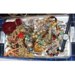 TRAY WITH QUANTITY VARIOUS COSTUME JEWELLERY