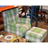 MODERN DUNELM ARM CHAIR WITH MATCHING FOOTSTOOL