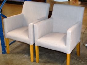 PAIR OF MODERN PADDED ARM CHAIRS