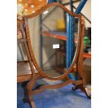 MAHOGANY SHIELD SHAPED SWING MIRROR