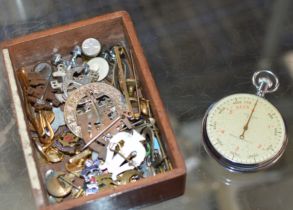 WALTHAM CHROME MILITARY STOPWATCH & BOX WITH ASSORTED BADGES, BB BADGES ETC