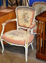 PAIR OF TAPESTRY COVERED BEDROOM CHAIRS