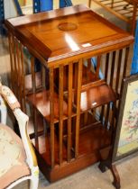 REPRODUCTION INLAID MAHOGANY REVOLVING BOOKCASE