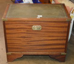 MAHOGANY BRASS MOUNTED FALL FRONT UNIT WITH LEATHER TOP