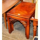 NEST OF 3 ORIENTAL STYLE MAHOGANY STAINED TABLES