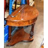 VICTORIAN WALNUT HALF MOON FOLD OVER TABLE