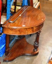 VICTORIAN WALNUT HALF MOON FOLD OVER TABLE