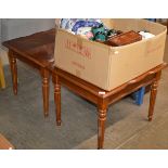PAIR OF REPRODUCTION MAHOGANY FINISHED OCCASIONAL TABLES