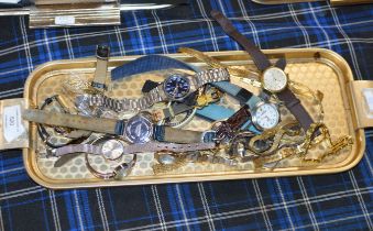 TRAY WITH VARIOUS COSTUME WRIST WATCHES