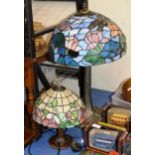 DECORATIVE ART NOUVEAU STYLE TABLE LAMP WITH SHADE & SMALLER SIMILAR LAMP