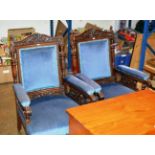 PAIR OF LARGE MAHOGANY ARM CHAIRS