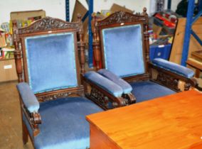 PAIR OF LARGE MAHOGANY ARM CHAIRS