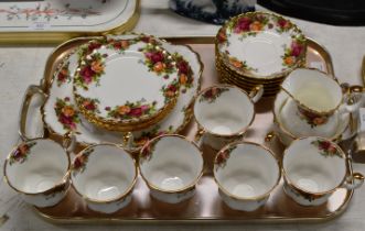 HALF SET (21 PIECES) OF ROYAL ALBERT OLD COUNTRY ROSE TEA WARE