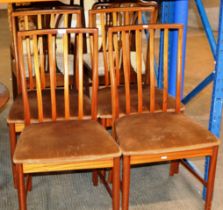 SET OF 4 TEAK PADDED CHAIRS