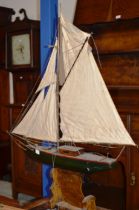 LARGE MODEL WOODEN SAILBOAT DISPLAY ON STAND