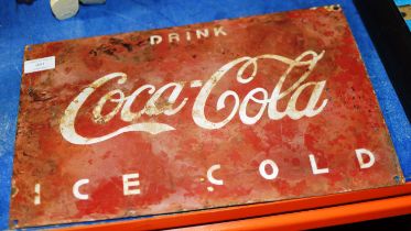 OLD COCA COLA METAL & ENAMEL ADVERTISING SIGN