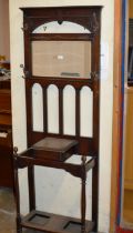 OAK MIRRORED BACK HALLSTAND