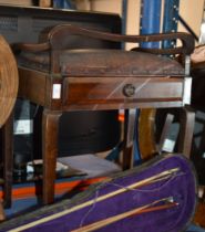 LEATHER TOP PIANO STOOL WITH STORAGE DRAWER