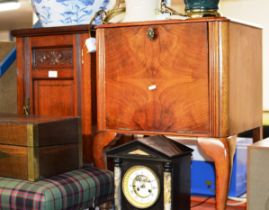 MAHOGANY POT CUPBOARD & WALNUT FALL FRONT UNIT