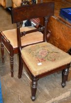 MAHOGANY CHAIR WITH TAPESTRY SEAT & MAHOGANY PADDED PIANO STOOL