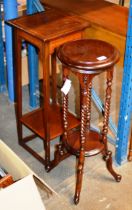 2 MAHOGANY PLANT STANDS